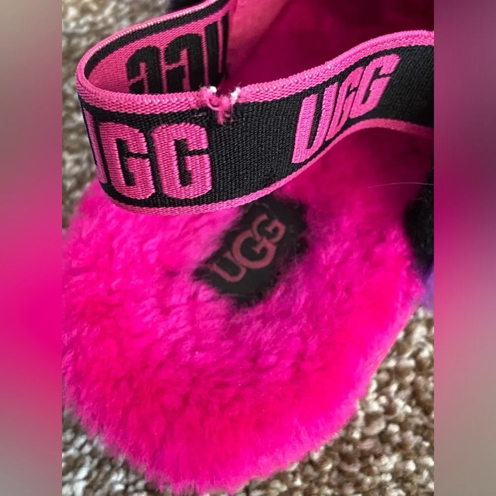 UGG BABY FLUFF  SLIDE SLIPPER SANDAL SIZE 2/3 INFANT SHADE HOT PINK